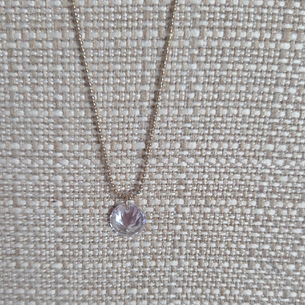 Forever 21 Gold Necklace with Cubic Zirconia Pendant